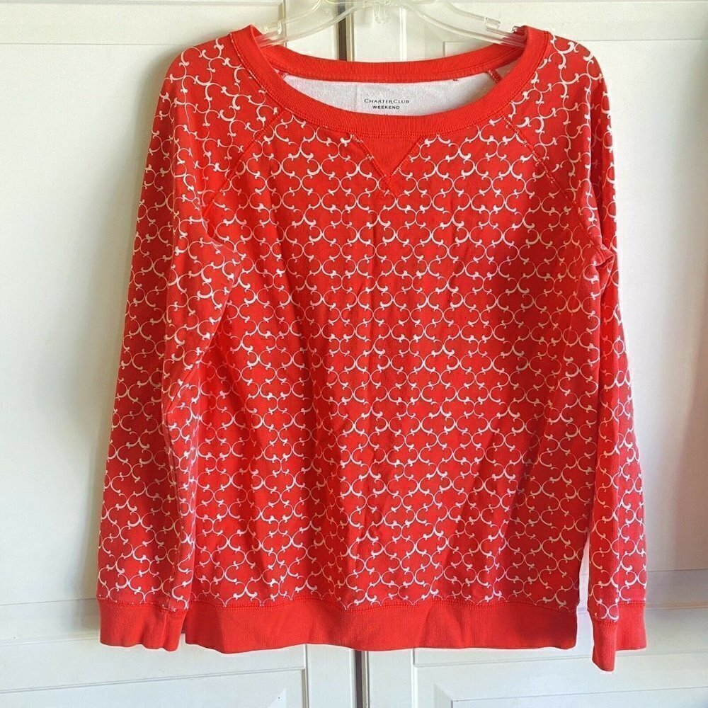 Charter Club Weekend Women’s Orange Stretchy Lounge Sweatshirt Sz M